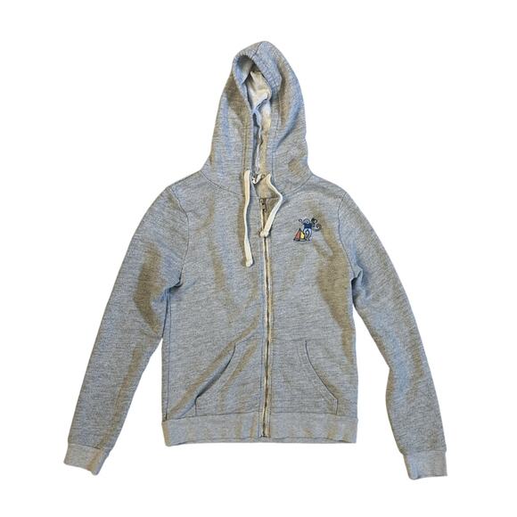 Roller Rabbit Monkey In The City Charleston Gray Hoodie Zip Sweatshirt Jacket M - Picture 2 of 6